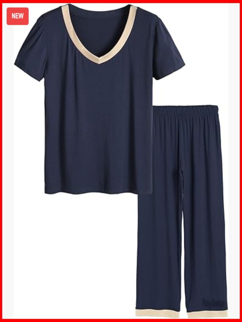 V-Neck Sleepwear Set Short Sleeve Top Pajama Pants